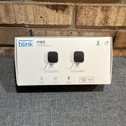 NEW Blink Mini 2 Pack Indoor Security Cameras Alexa + Smart Phone HD Audio Cloud