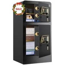 3.7 Cuft Deluxe Large Double Door Safe Box, Heavy Duty Cabinet Safes with Thr...