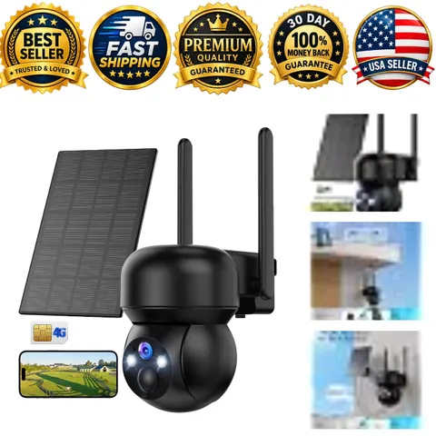 4G LTE Solar Security Camera Outdoor 2K Built in SIM No WiFi 360 Live View