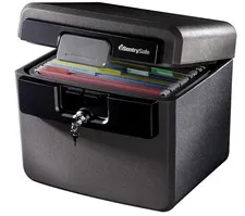 Black Fireproof and Waterproof Safe, File Folder and Document Box with Key Lock