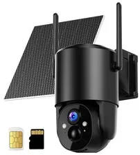4G LTE Cellular Security Camera: No WiFi Security Camera Outdoor Solar Built-...