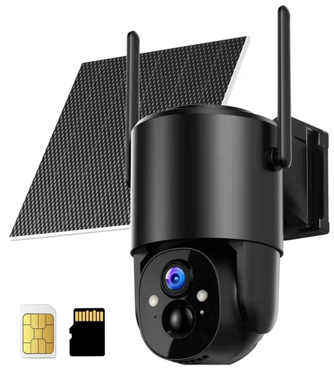 4G LTE Cellular Security Camera: No WiFi Security Camera Outdoor Solar Built-...