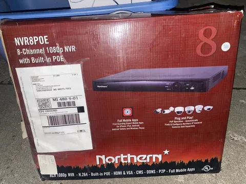 New Northern Video NTH-NVR8POE 8-Channel 1080p Real Time NVR with PoE, 2TB