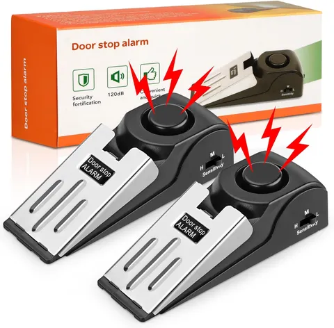Upgraded Alarm Door Stops, Portable Security Hotel Safety Door Stoppers for Bott