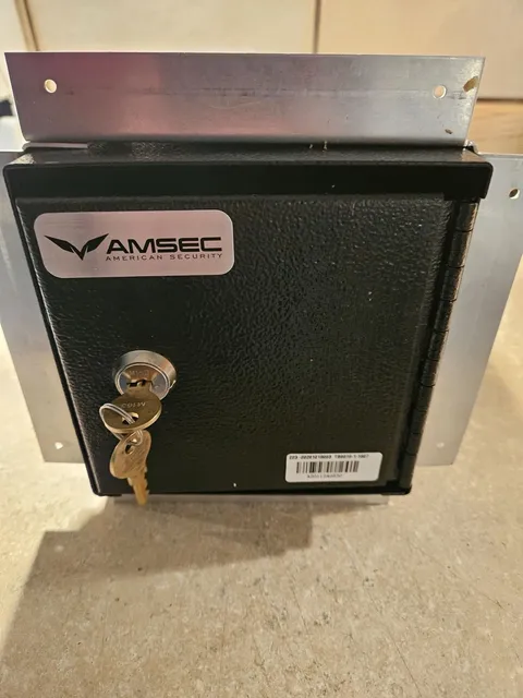 AMSEC TB0610 Wall Safe Key Lock, Black Metal Textured, 2 Keys, Surface Mount