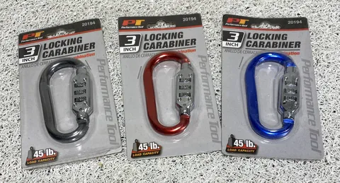 Lot of 3 Combination Locks Carabiner 3 Number Lock Set Your Own Combination 45lb