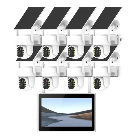 CCTV 8 Dome Solar Wireless Security Camera System with Monitor Home Surveillance