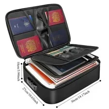 3-Layer Fireproof Document Box with Lock File Storage Box Waterproof Safe Bag US