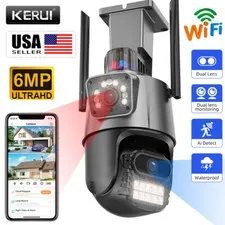 2.4G WiFi IP Dual Lens Camera 6MP HD Night Vision Security CCTV Onvif PTZ Camera