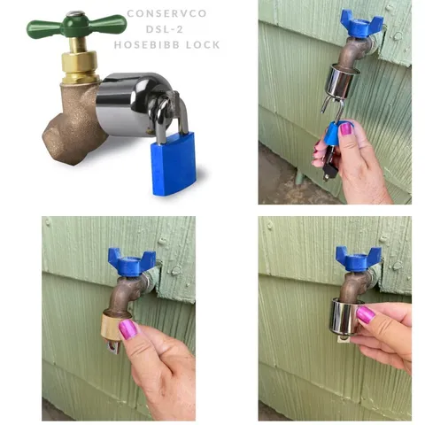 Conservco DSL2 Hose Bibb Lock Outdoor Faucet Spigot Security with Padlock 2 Keys