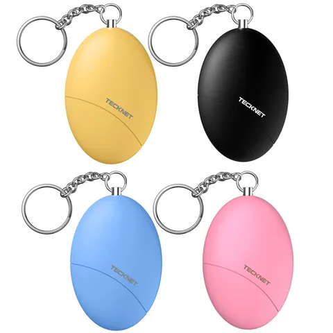 TECKNET Personal Safety Alarm for Women, 4 Pack Pink & Black & Yellow & Blue