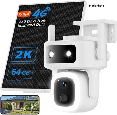 4G LTE Wireless Solar Security Camera Outdoor 360 Deg PTZ 64GB Night Vision 