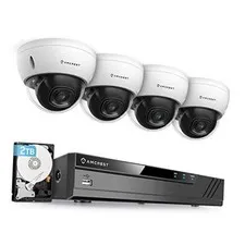 5MP Security Camera System, 4K 8CH PoE NVR, (4) x 5-Megapixel 2.8mm Wide White