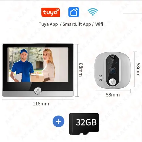 KAK Smart WiFi Video Doorbell Camera 1080P 4.3" LCD Peephole Intercom