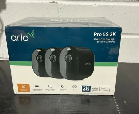 Arlo Pro 5S 2K Wireless 3 Camera Security Kit w/Dual Band WiFi 2 way Audio Black