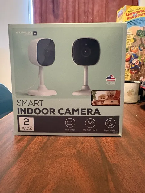 Merkury Smart Indoor Camera 2-Pack Wi-Fi Live Video Night Vision 128GB