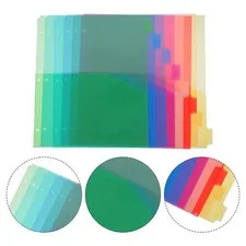 8pcs Binder Dividers with Pockets for 3 Ring Plastic Binders, 3 Hole Punched