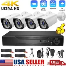 4 Camaras De Seguridad Wifi Exterior 4K Inalambrica Con Vision Nocturna Video US