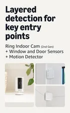 Ring Indoor Cam (2nd Gen), White with 4 Window and Door Sensors (newest model) a