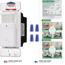 PIR Motion Sensor Light Switch BAG-001,120VAC Single Pole,180° Sensor Coverag...