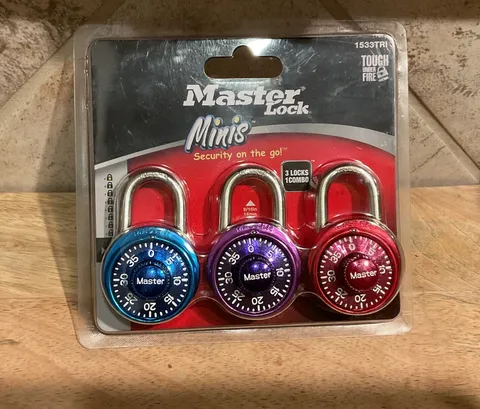 MASTER LOCK 1533TRI 3-Pack Minis Combination Locks Security on the Go Sealed