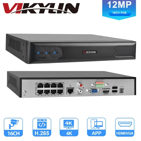 VIKYLIN 16CH PoE NVR IP Network Video Recorder for CCTV Security Camera System