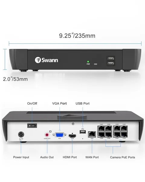 Swann NVR8-8580RN 8-Channel 4K 2TB Network Video Recorder Security NVR