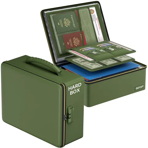 ENGPOW Fireproof Document Box, Hard Fireproof Box with Fireproof Zipper＆Lock,...