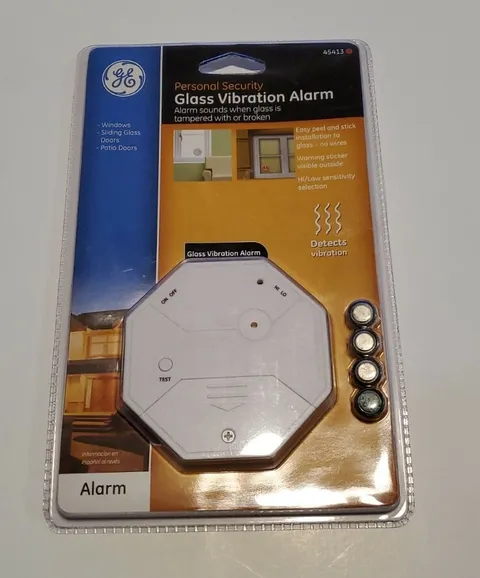 GE 45143 Glass Vibration Alarm Glass Break Detection Security (Needs Batteries)