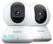 2PCS blurams Pan&Tilt Indoor Security Camera 3MP WiFi 2.4 & 5GHz