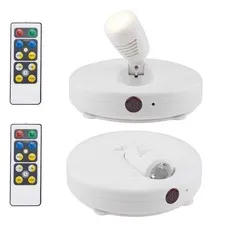 HONWELL Wireless LED Spotlights 2 Pack Accent Light Puck Lights with 2 White