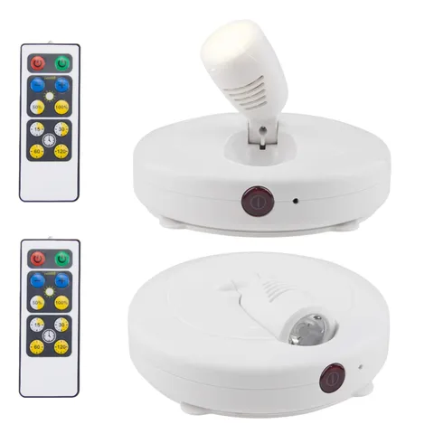 HONWELL Wireless LED Spotlights 2 Pack Accent Light Puck Lights with 2 White