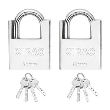 2Pcs High Security Steel Shrouded Padlock with Key, Silver(2-1/4 Inch)