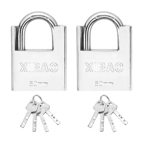 2Pcs High Security Steel Shrouded Padlock with Key, Silver(2-1/4 Inch)