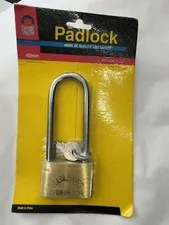 BRASS PADLOCK, Shackle Shed Door, Gate,  N14061, EASTERN 40mm, Goldleaves