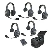 EARTEC ULHD 5 Person Wireless Intercom System 4 Single 1 Dual Headset