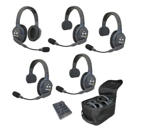 EARTEC ULHD 5 Person Wireless Intercom System 4 Single 1 Dual Headset
