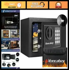 Digital Safe Box with Keypad - Fireproof, 0.23 Cu Ft, 2 Override Keys, Mounting
