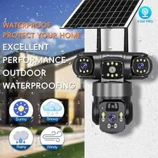 Solar Battery Powered Wireless WiFi Home Security Camera System Outdoor Pan-Tilt
