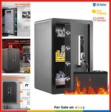 Safe Box 2.2 Cubic Feet Fingerprint Digital Keypad Lock LED Light Fire