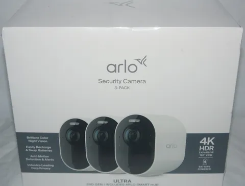 New Arlo Ultra 3 UHD 4K Outdoor Camera w/Night Vision 3-Pack - White VMS5350