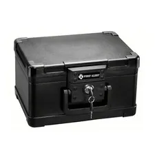 Fire and Water Chest.15 cu ft: Fireproof Safe, Key Lock, Black 1550°F Protection