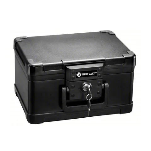 Fire and Water Chest.15 cu ft: Fireproof Safe, Key Lock, Black 1550°F Protection
