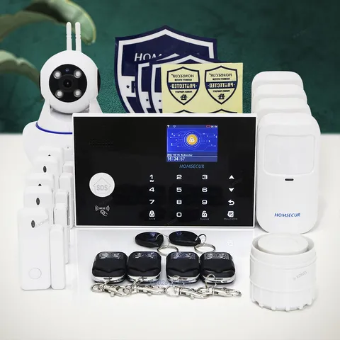 HOMSECUR APP Controlled Wireless&Wired 4G Burglar Alarm System+PIR+5*Door Sensor
