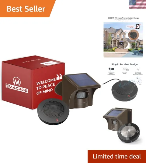 Non-APP Solar Wireless Driveway Alarm, Outdoor Security System | 1/2 mile tra...