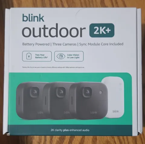 Blink Outdoor 2K+ 3-Camera Kit Wi-Fi Battery Weatherproof w/ Sync Module Core