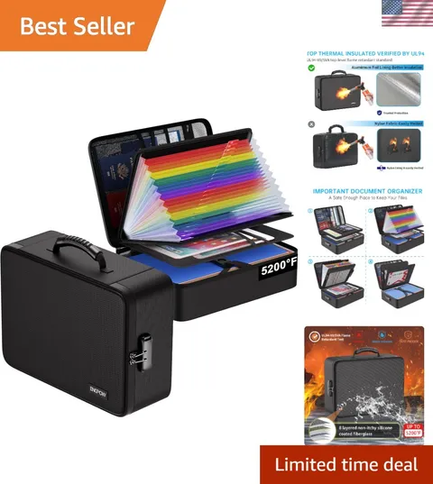 5200℉ Soft Case Fireproof Document Box with Lock,Fireproof Box with 25 Colorf...