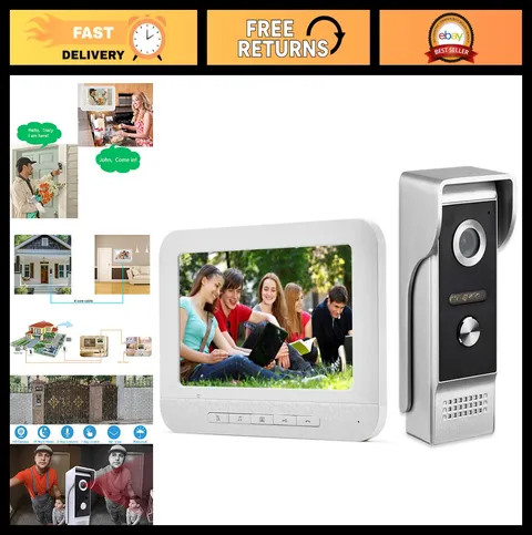 7" Wired Video Intercom System, Outdoor IR Camera, 2-Way Audio Doorbell Kit