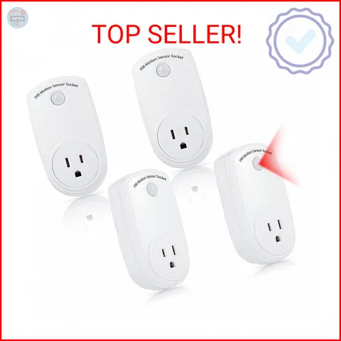 Macarrie 4 Pieces Motion Sensor Sockets Indoor Plug in Sensor Light Control Swit