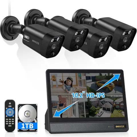 (2026 New) 4K PoE Security Camera System Outdoor, 8CH NVR with 10.2" IPS Moni...